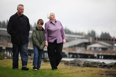 Florrie, Ted, and Sharky Munat on Bainbridge Island